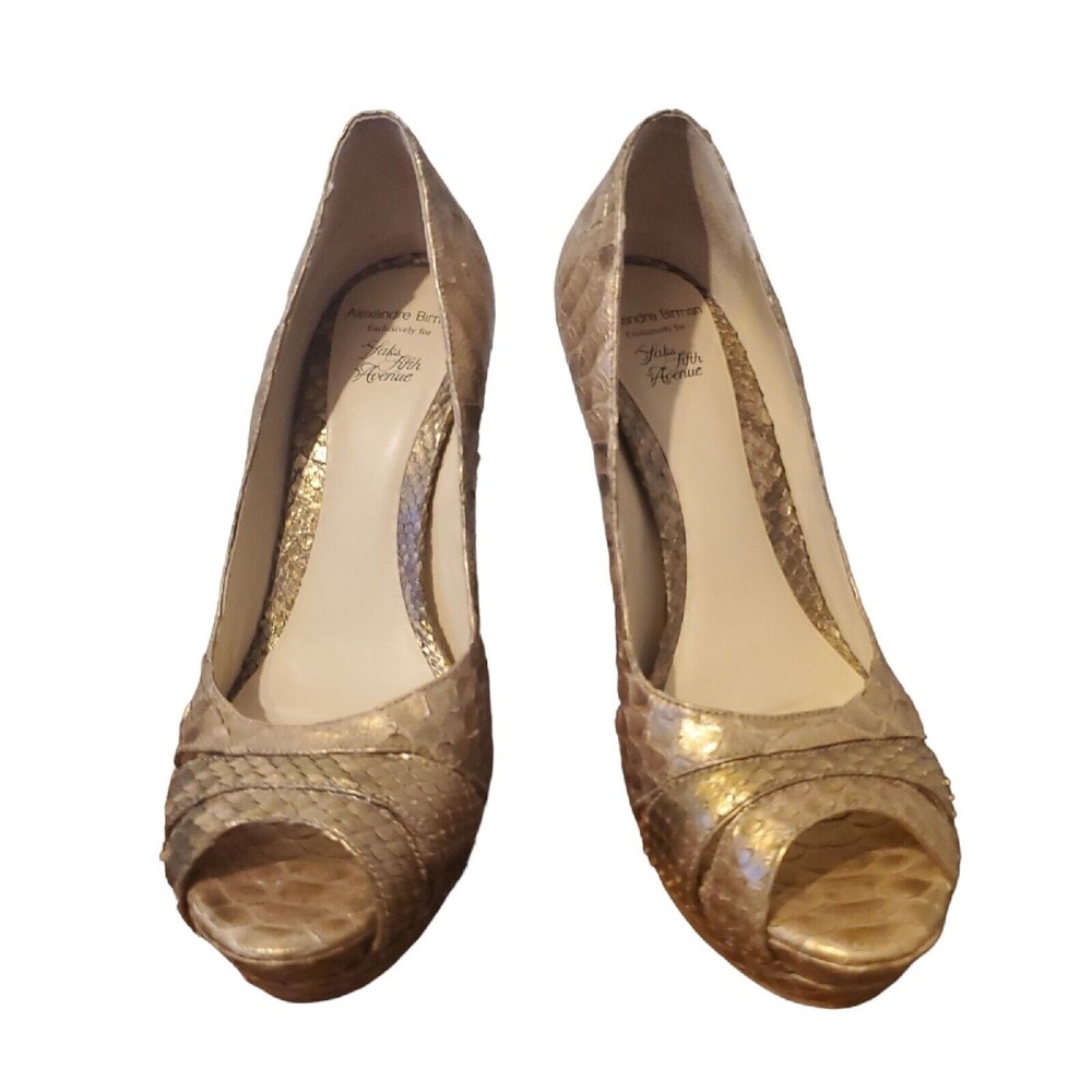 Alexandre Birman Saks Fifth Avenue Women's Heels Size 7 Gold Animal Print Luxe - Picture 2 of 11
